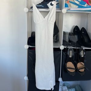 White thin strap mini dress
